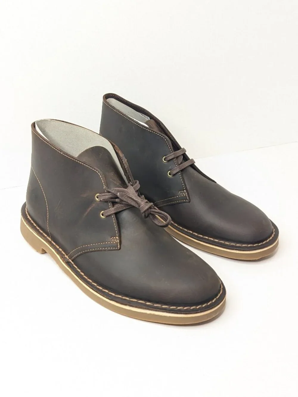 Clarks Shepton Chukka Boots Brown Waxed Leather Men's 9